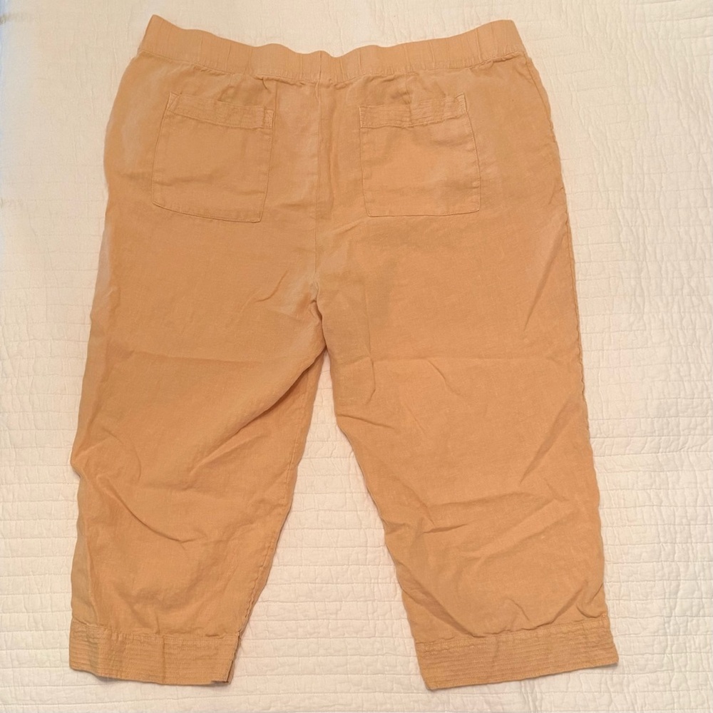 Pure Jill Women's Orange Linen Capris Size 2X Cottagecore Coastal - Picture 3 of 16